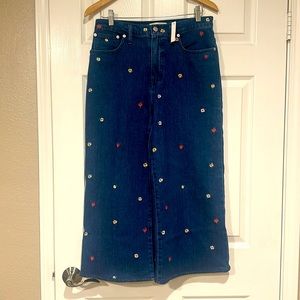 Madewell Wide Leg embroidered Crop jeans